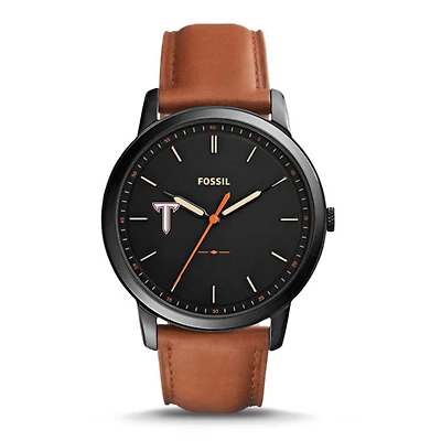 Fossil Troy University Trojans The Minimalist Slim Light Brown Leather Watch