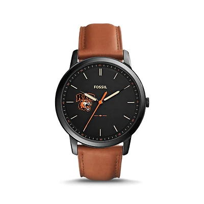 Fossil Rochester Institute of Technology Tigers The Minimalist Slim Light Brown Leather Watch
