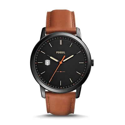 Fossil Cal State L.A. Golden Eagles The Minimalist Slim Light Brown Leather Watch