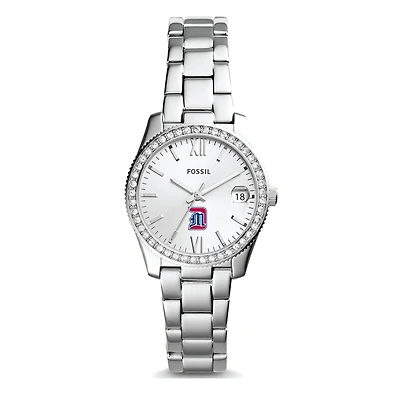 Women's Fossil Silver Detroit Mercy Titans Scarlette Mini Three-Hand Date Watch