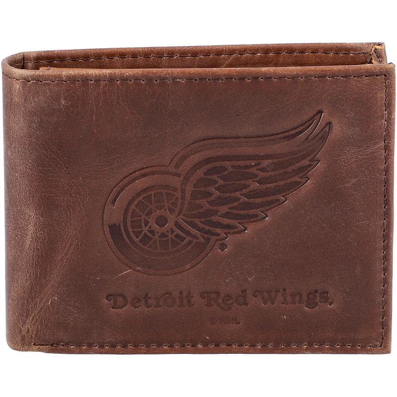 Brown Detroit Red Wings Bifold Leather Wallet