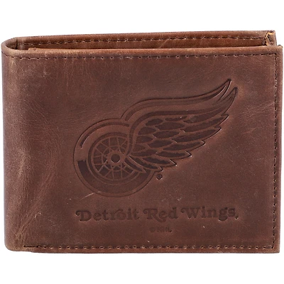 Brown Detroit Red Wings Bifold Leather Wallet