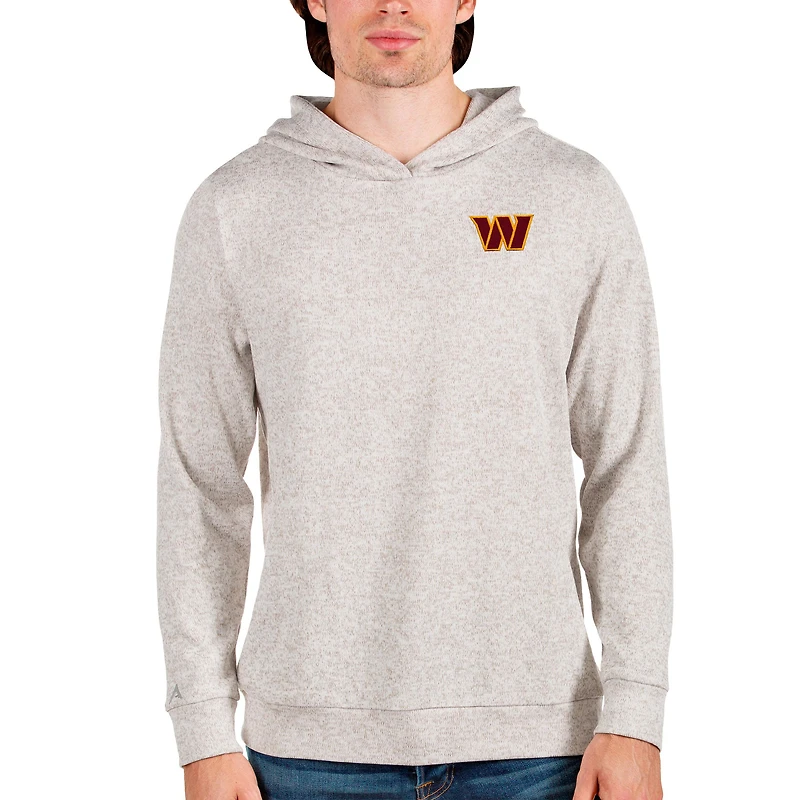 Men's Antigua Oatmeal Washington Commanders Absolute Pullover Hoodie