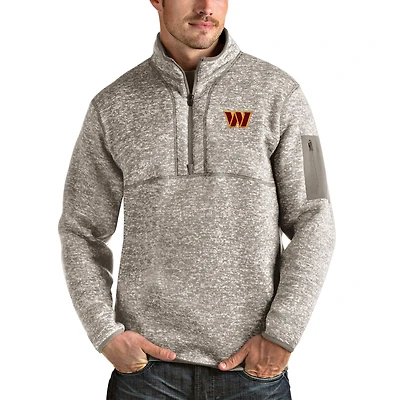 Men's Antigua Oatmeal Washington Commanders Fortune Quarter-Zip Pullover Jacket