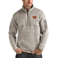 Men's Antigua Oatmeal Washington Commanders Fortune Quarter-Zip Pullover Jacket