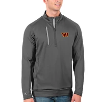 Men's Antigua Charcoal Washington Commanders Generation Quarter-Zip Pullover Top