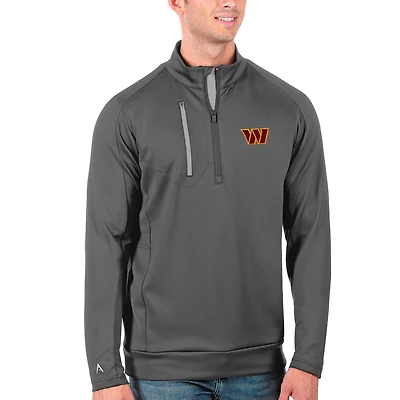 Men's Antigua Charcoal Washington Commanders Generation Quarter-Zip Pullover Top