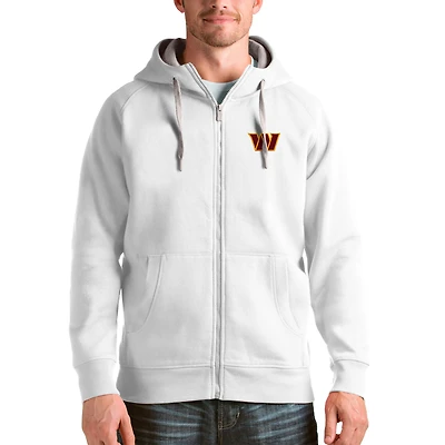 Men's Antigua White Washington Commanders Victory Full-Zip Hoodie