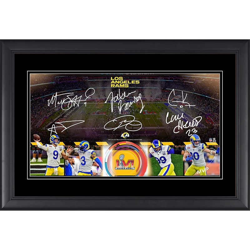 Los Angeles Rams Facsimile Signature Super Bowl LVI Champions Framed 10'' x 18'' Panoramic Photo