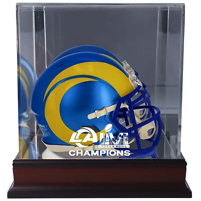 Los Angeles Rams Super Bowl LVI Champions Mahogany Mini Helmet Display Case