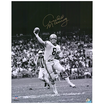 Archie Manning New Orleans Saints Autographed 16" x 20" Black & White Passing Photograph