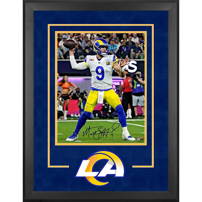 Matthew Stafford Los Angeles Rams Autographed Super Bowl LVI Champions Deluxe Framed 16'' x 20'' Action Photograph