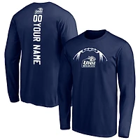 Men's Navy New Hampshire Wildcats Playmaker Personalized Football Long Sleeve T-Shirt