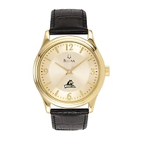 Men's Bulova Gold/Black Wright State Raiders Stainless Steel Watch with Leather Band