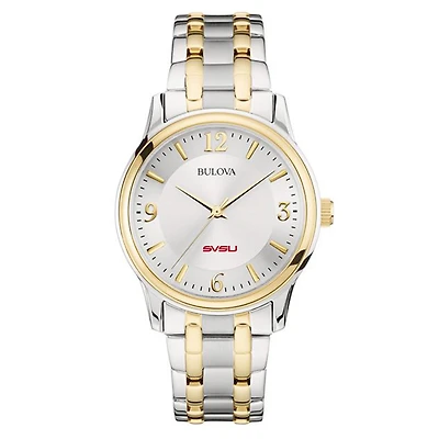Bulova Silver/Gold Saginaw Valley State Cardinals Classic Two-Tone Round Watch
