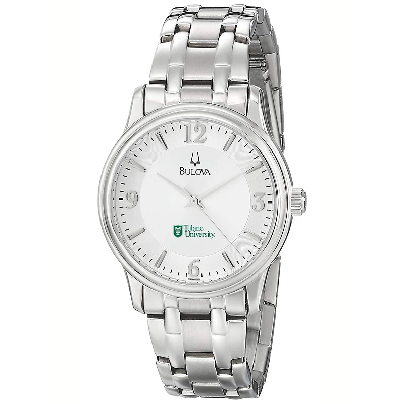 Men's Bulova  Silver Tulane Green Wave