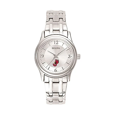 Women's Bulova Silver William Jewell Cardinals Stainless Steel Quartz Watch