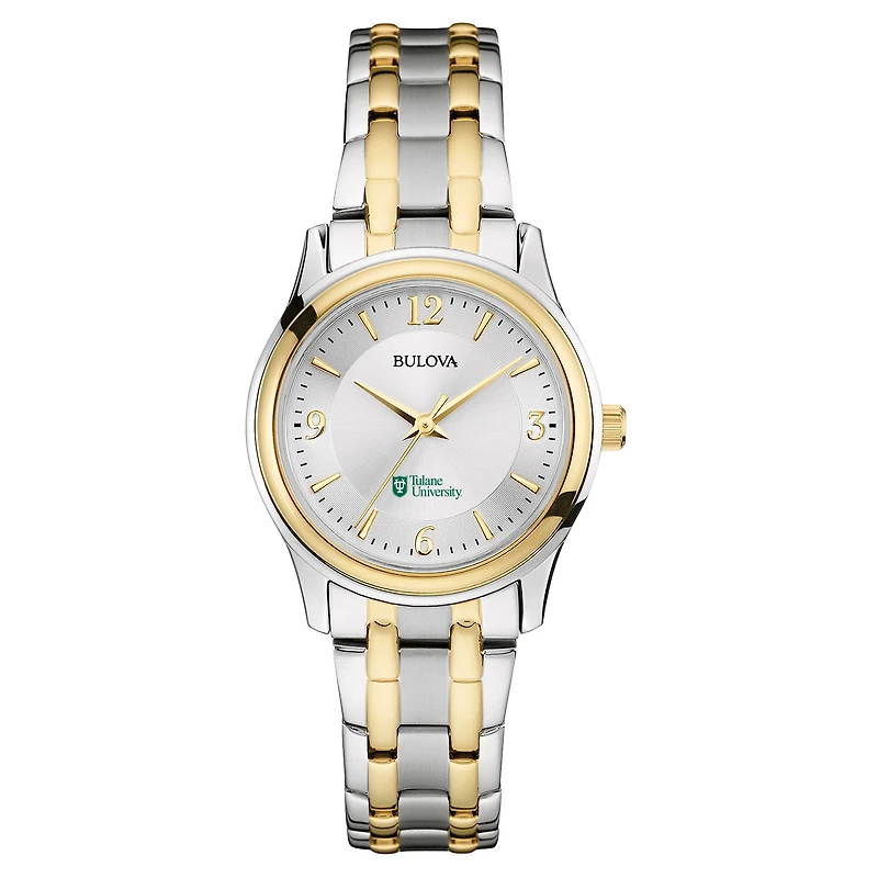Women's Bulova Silver/Gold Tulane Green Wave Classic Two-Tone Round Watch