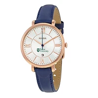 Women's Fossil Navy Tulane Green Wave Jacqueline Leather Watch