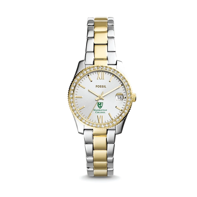 Women's Fossil Silver/Gold Manhattan Jaspers Scarlette Mini Two-Tone Stainless Steel Watch