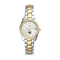 Women's Fossil Silver/Gold Augustana Vikings Scarlette Mini Two-Tone Stainless Steel Watch