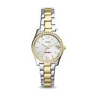 Women's Fossil Silver/Gold Saginaw Valley State Cardinals Scarlette Mini Two-Tone Stainless Steel Watch