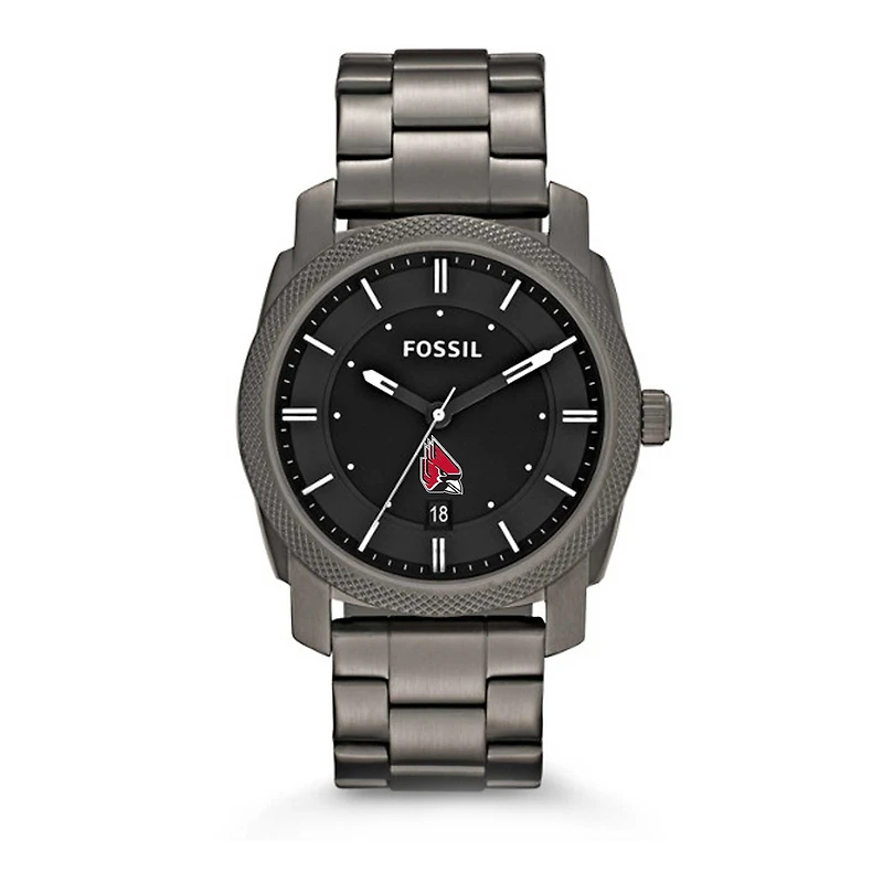 Fossil Ball State Cardinals Machine Smoke Stainless Steel Watch
