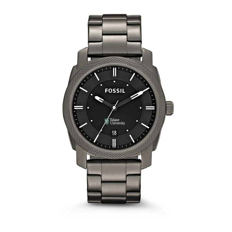 Fossil Tulane Green Wave Machine Smoke Stainless Steel Watch