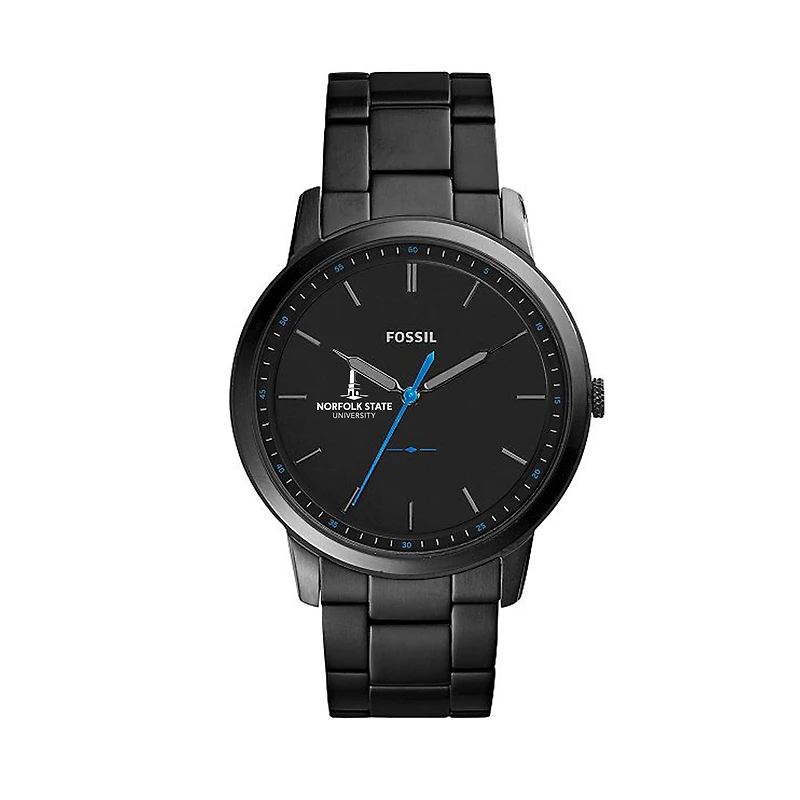 Fossil Black Norfolk State Spartans The Minimalist Slim Stainless Steel Watch