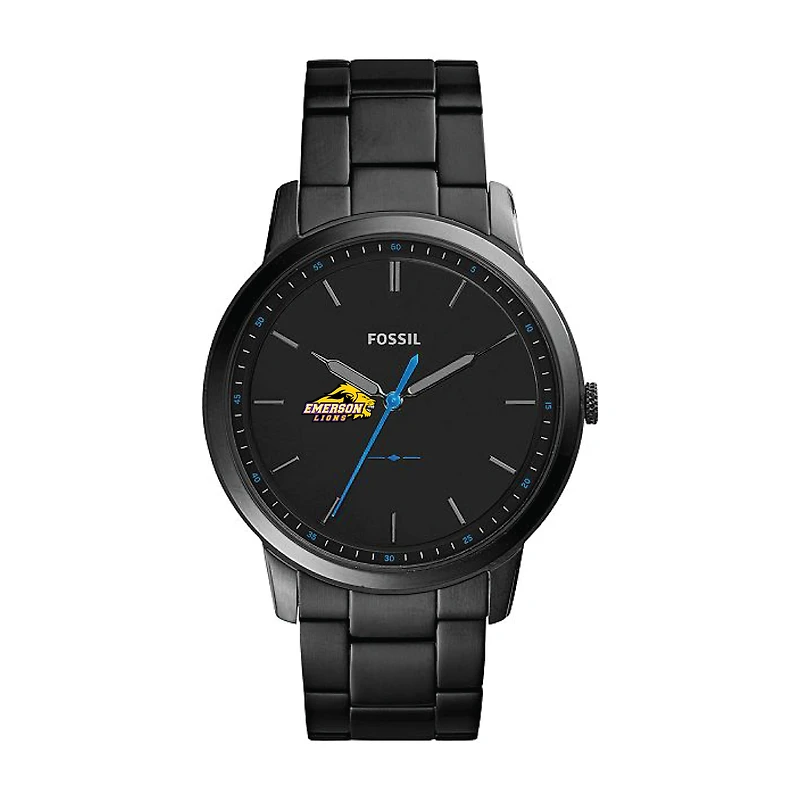 Fossil Black Emerson College Lions The Minimalist Slim Stainless Steel Watch