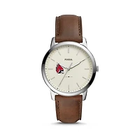 Fossil Ball State Cardinals The Minimalist Brown Leather Watch