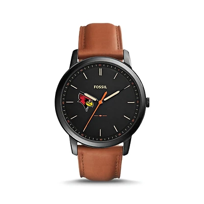 Fossil Illinois State Redbirds The Minimalist Slim Light Brown Leather Watch