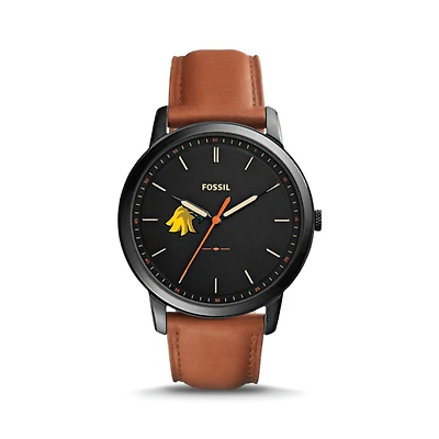 Fossil SUNY Brockport Golden Eagles The Minimalist Slim Light Brown Leather Watch