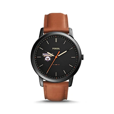 Fossil Nazareth College Golden Flyers The Minimalist Slim Light Brown Leather Watch
