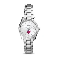 Women's Fossil Silver Linfield Wildcats Scarlette Mini Three-Hand Date Watch