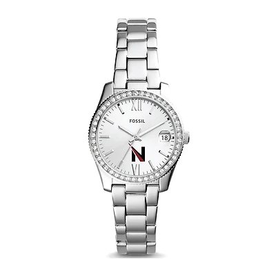 Women's Fossil Silver Northwestern Ohio Racers Scarlette Mini Three-Hand Date Watch