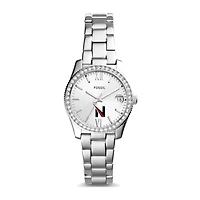 Women's Fossil Silver Northwestern Ohio Racers Scarlette Mini Three-Hand Date Watch