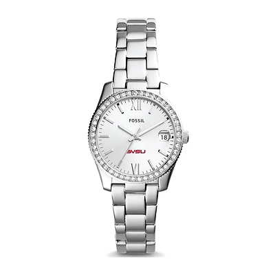 Women's Fossil Silver Saginaw Valley State Cardinals Scarlette Mini Three-Hand Date Watch