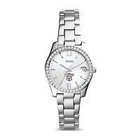 Women's Fossil Silver Nazareth College Golden Flyers Scarlette Mini Three-Hand Date Watch