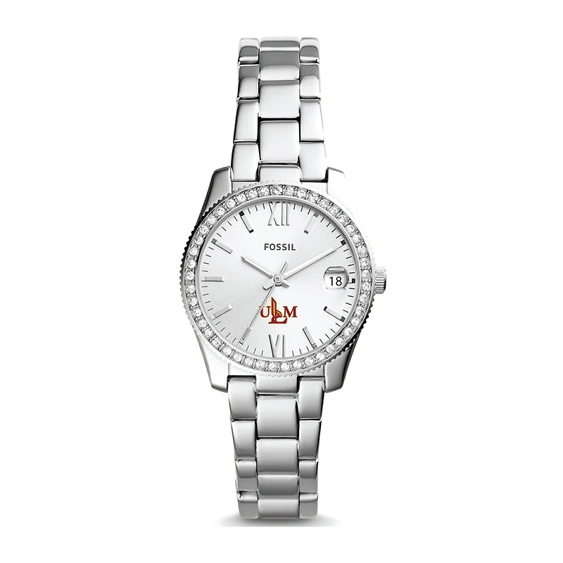 Women's Fossil Silver ULM Warhawks Scarlette Mini Three-Hand Date Watch