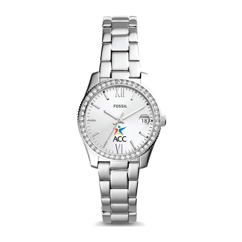 Women's Fossil Silver Austin Community College Scarlette Mini Three-Hand Date Watch