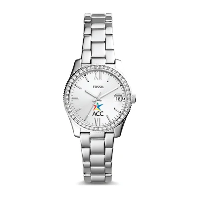 Women's Fossil Silver Austin Community College Scarlette Mini Three-Hand Date Watch