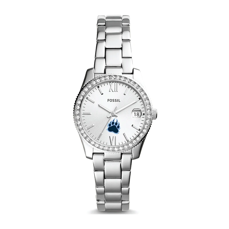 Women's Fossil Silver CUNY Baruch College Scarlette Mini Three-Hand Date Watch