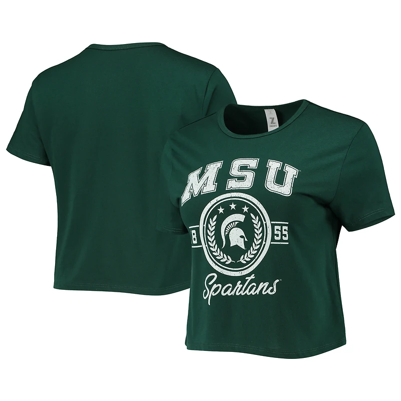 Women's ZooZatz Green Michigan State Spartans Core Laurels Cropped T-Shirt