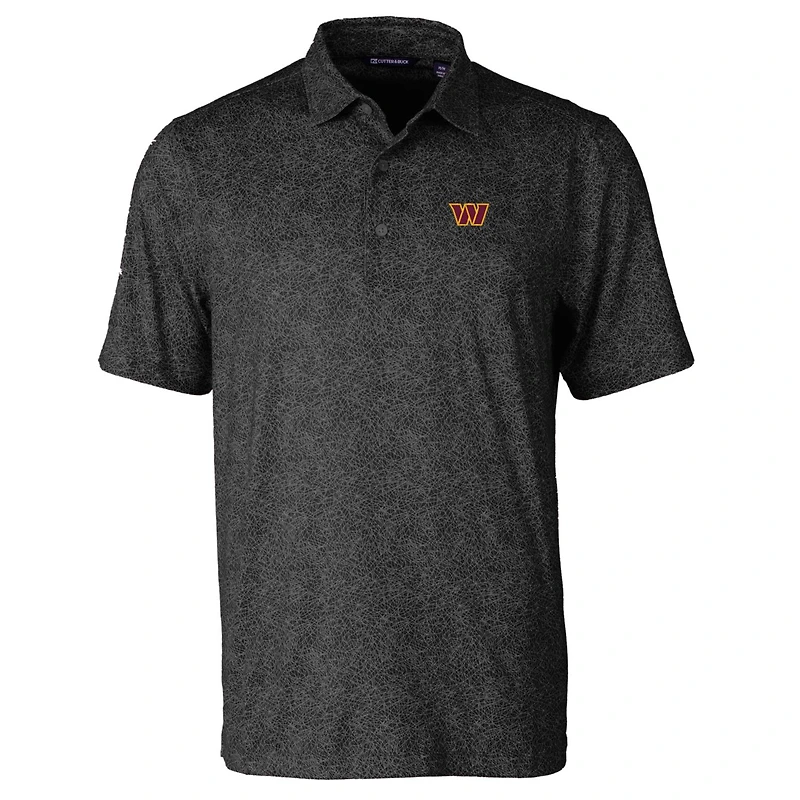 Men's Cutter & Buck Black Washington Commanders Pike Constellation DryTec Stretch Polo