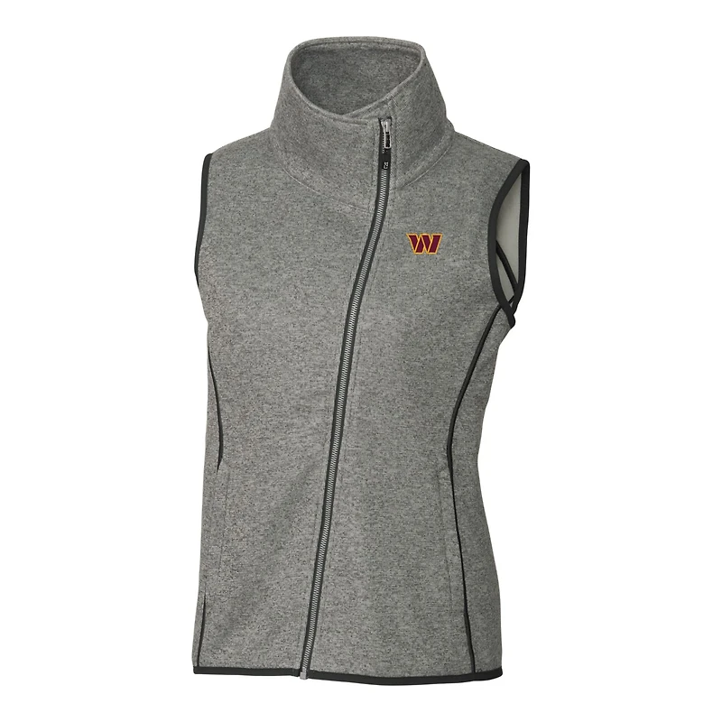 Women's Cutter & Buck Heathered Gray Washington Commanders Mainsail Full-Zip Vest