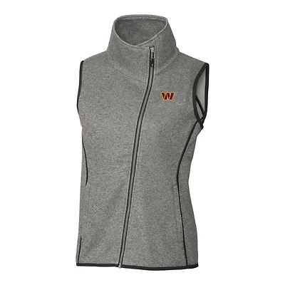 Women's Cutter & Buck Heathered Gray Washington Commanders Mainsail Full-Zip Vest