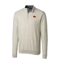 Men's Cutter & Buck Oatmeal Washington Commanders Big & Tall Lakemont Quarter-Zip Pullover Sweater