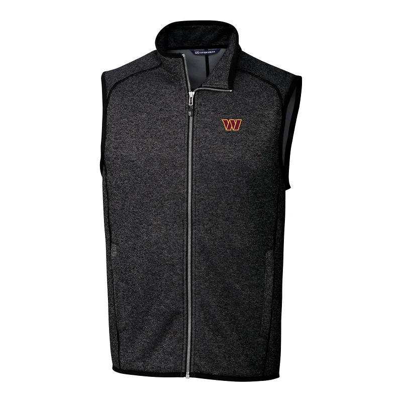Men's Cutter & Buck Heathered Charcoal Washington Commanders Big & Tall Mainsail Full-Zip Vest