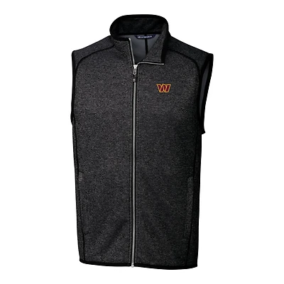 Men's Cutter & Buck Heathered Charcoal Washington Commanders Big & Tall Mainsail Full-Zip Vest